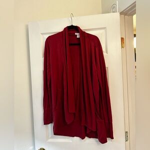 Athleta cowl neck cardigan with thumb holes.